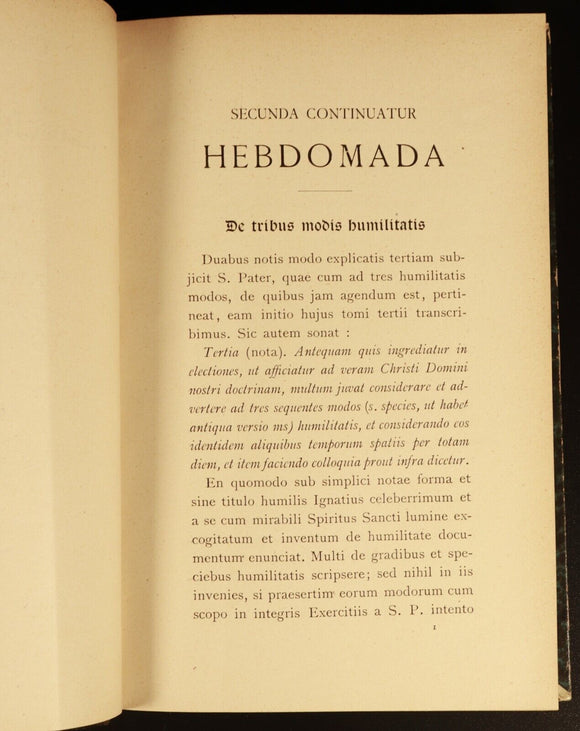 1892 Commentarii In Exercitia Spiritualia Latin Theology Book Leather Vol. 3