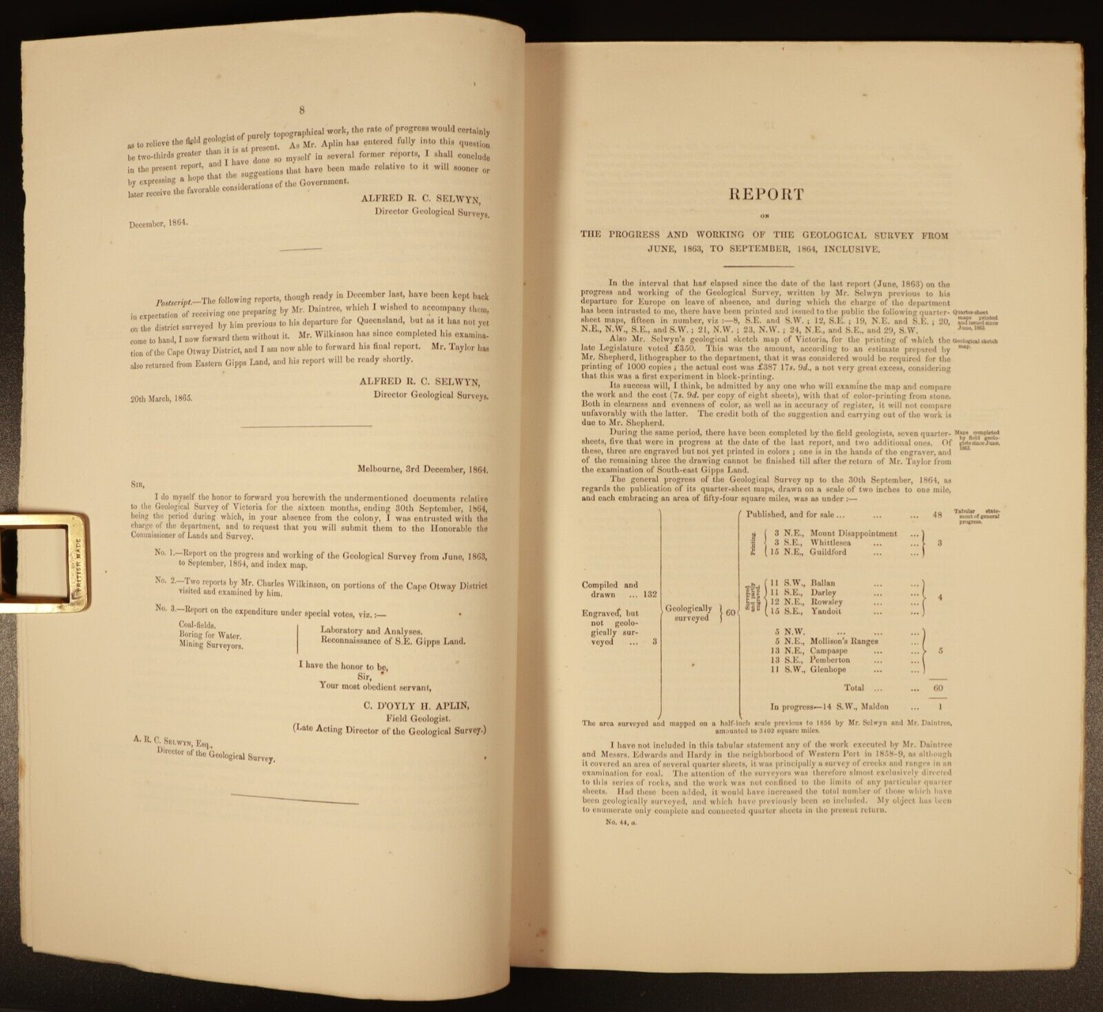 1865 Geological Survey Of Victoria Colonial Government Report History Book 1864