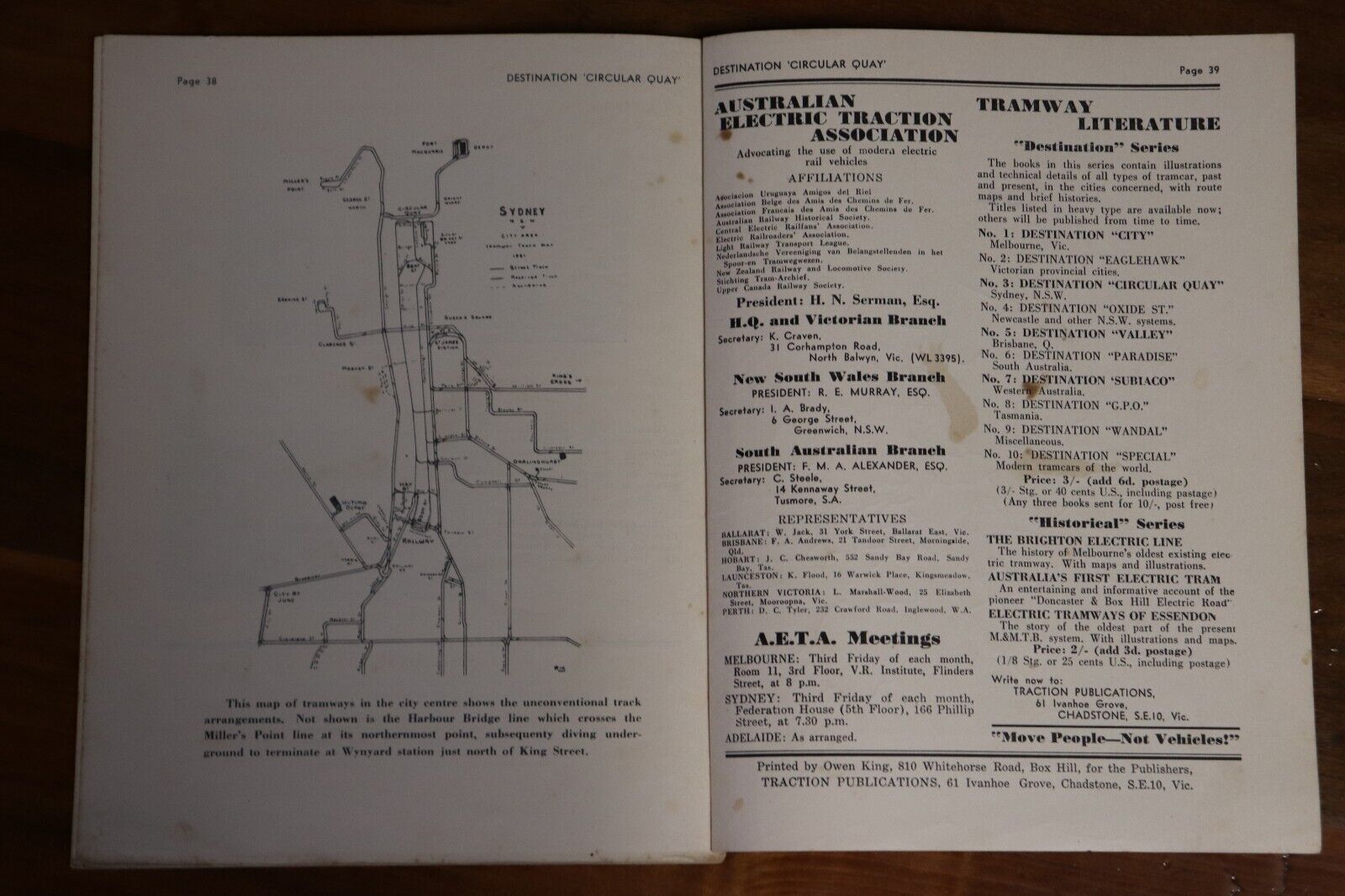 1958 Destination Circular Quay Pictorial Review Of Sydney Tramcars Rail Book