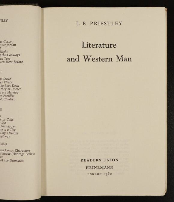 1962 Literature & Western Man by J.B Priestley Literature History Reference Book