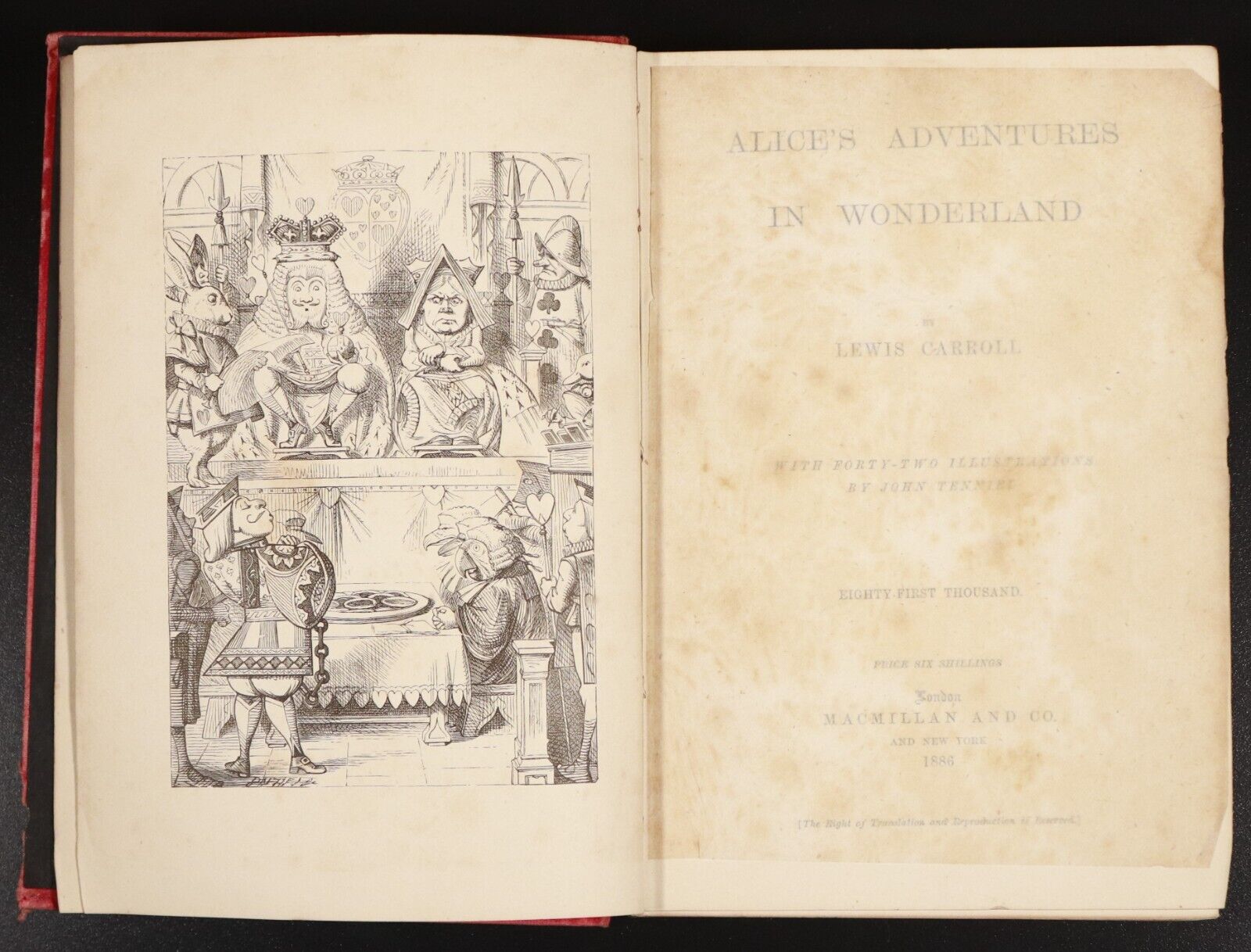 1886 Alice's Adventures In Wonderland L. Carroll Antique Fiction Book J. Tenniel