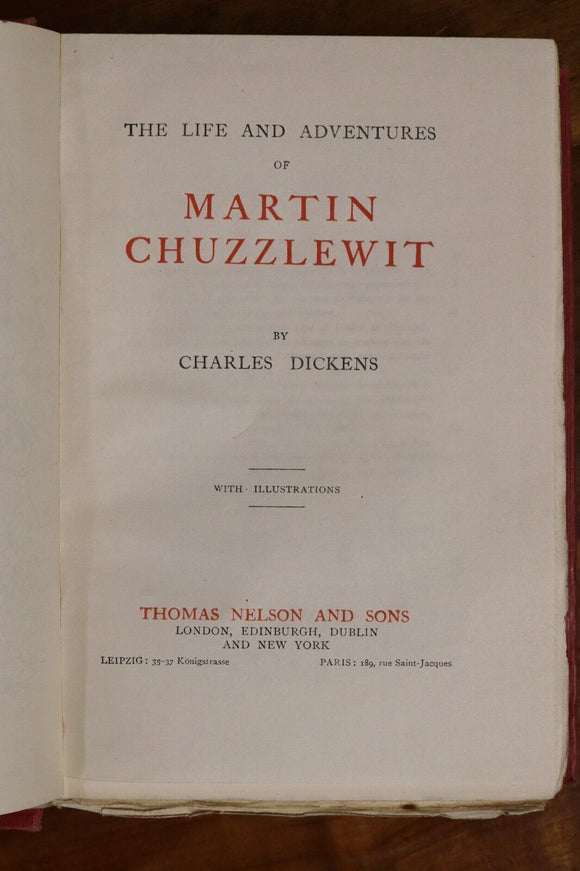 c1910 Martin Chuzzlewit by Charles Dickens Antique Classic Literature Book