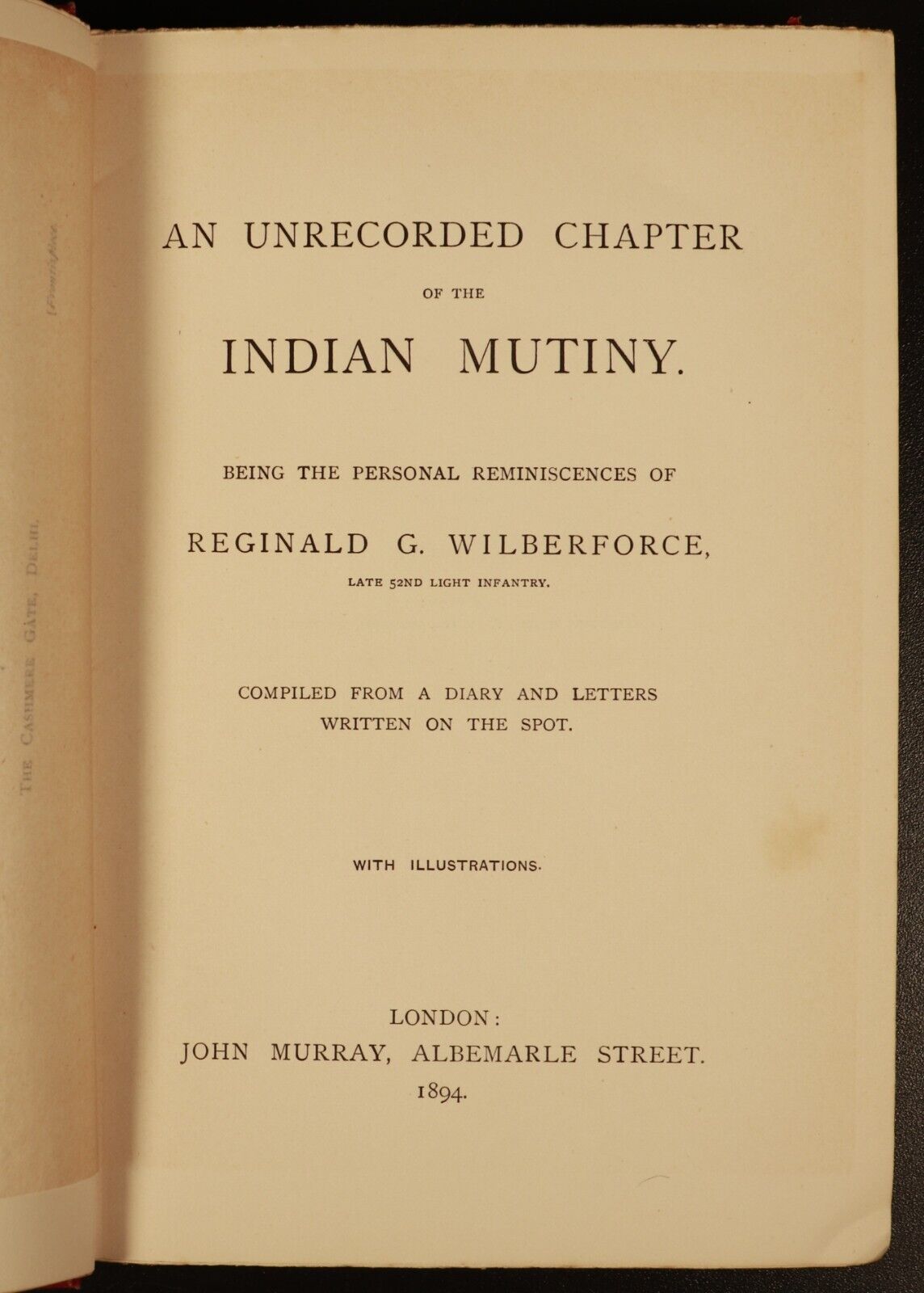 1894 An Unrecorded Chapter Of The Indian Mutiny Antique Military History Book