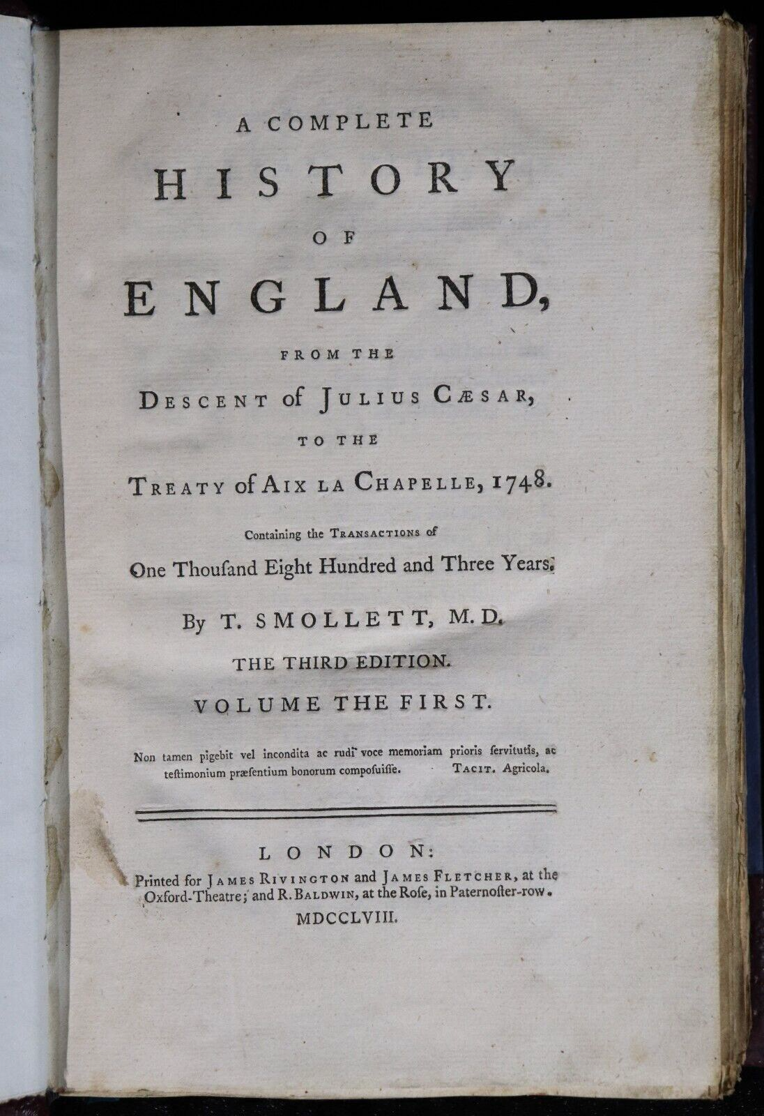 1758 7vol Complete History Of England by T. Smollett Antiquarian Book Set