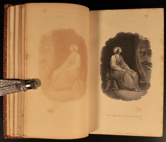 c1850 Poetical Works Of John Milton Paradise Lost Antique Poetry Book Leather