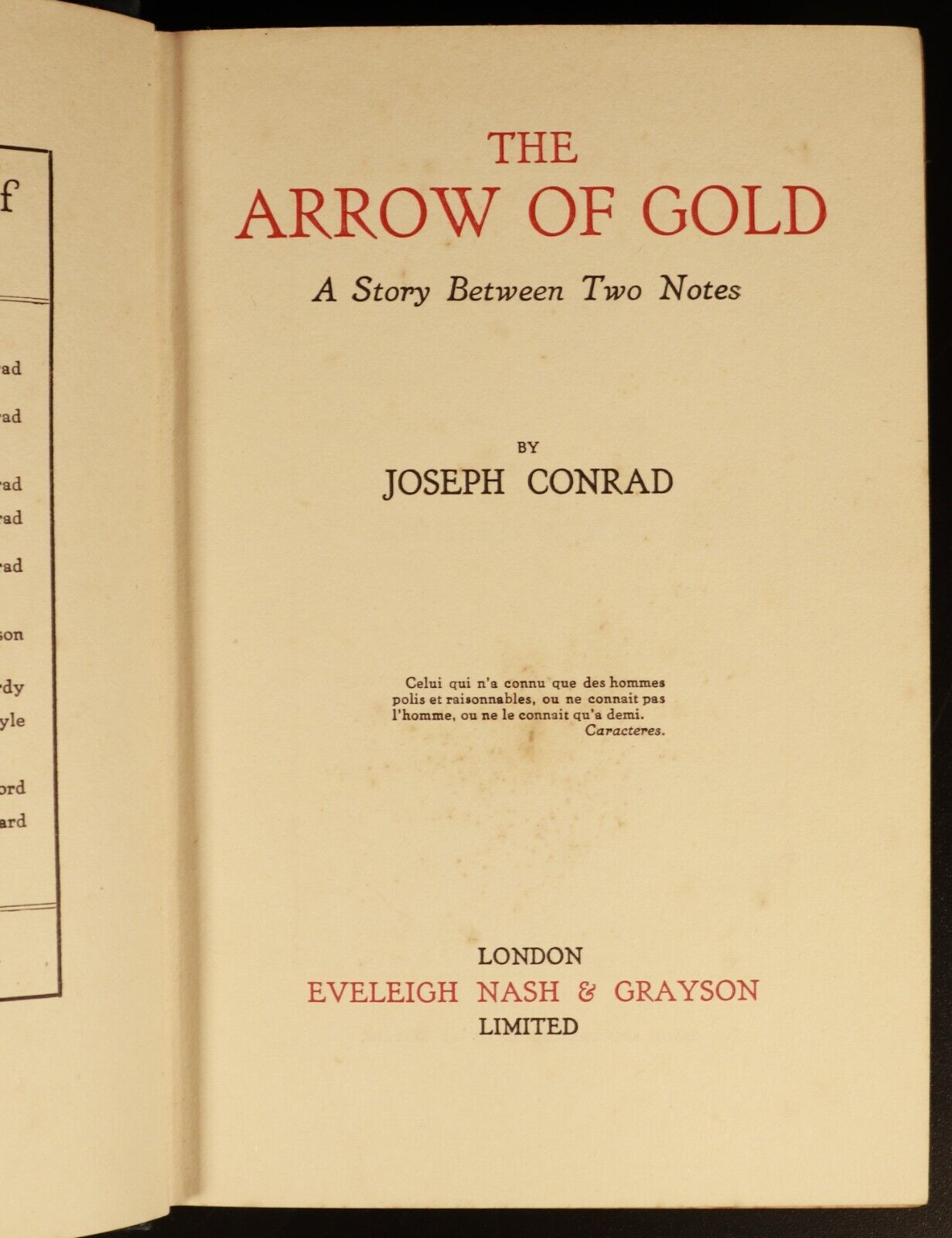 c1920 The Arrow Of Gold by Joseph Conrad Antique British Fiction Adventure Book