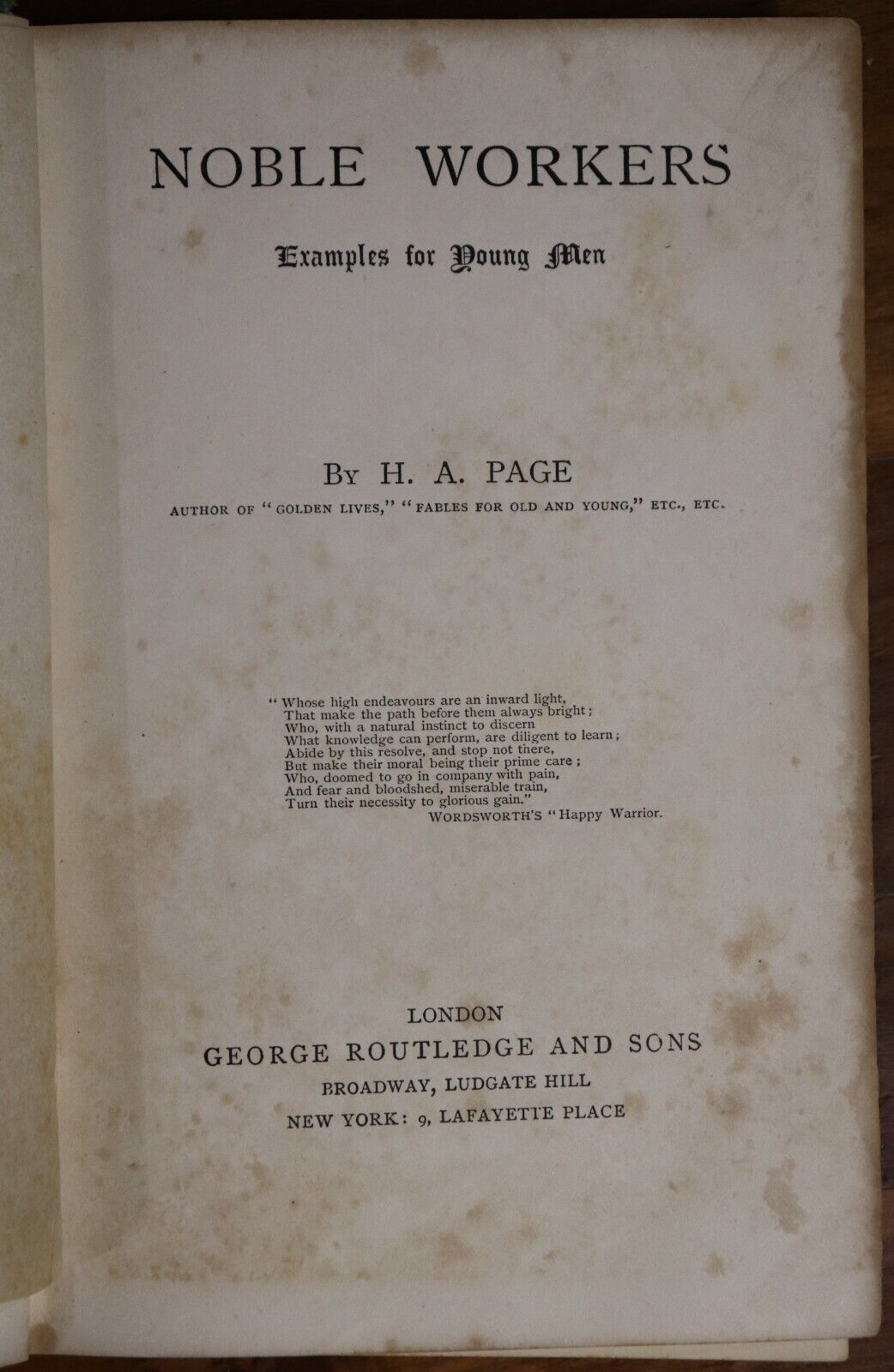 c1885 Noble Workers by H.A. Page Young Men's Motivational History Book - 0