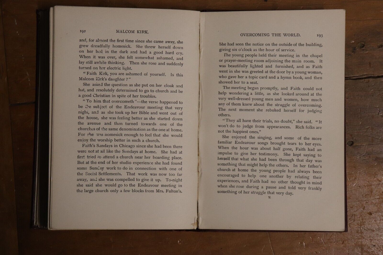 1898 Malcolm Kirk: Overcoming The World by CM Sheldon Antique Fiction Book