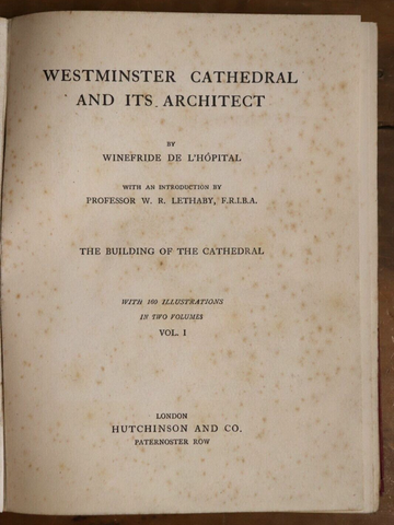 1919 Westminster Cathedral & Its Architect Antique Architecture History Book - 0