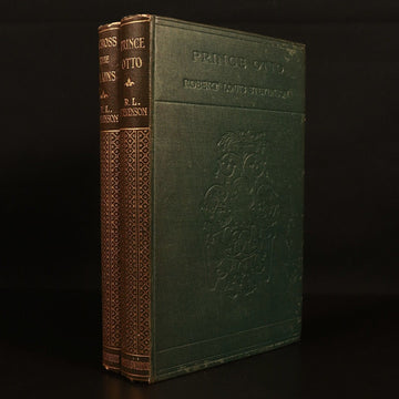 1910 2vol Prince Otto & Across Plains by R.L. Stevenson Antique Literature Books