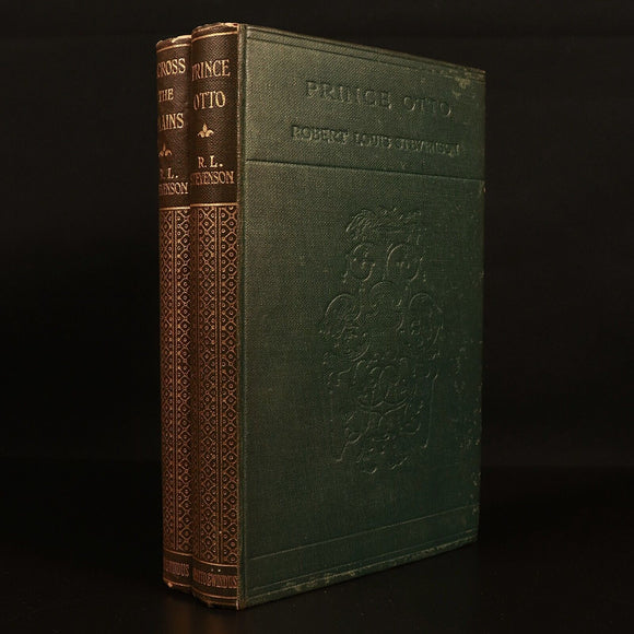 1910 2vol Prince Otto & Across Plains by R.L. Stevenson Antique Literature Books