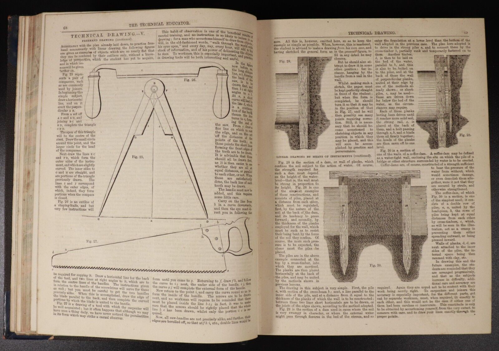 1872 2vol The Technical Educator Antique General Reference Book Set Illustrated