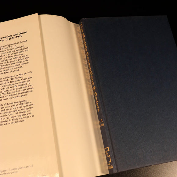 Medals, Decorations & Orders Of WW2 by AA Purves 1986 Military Reference Book