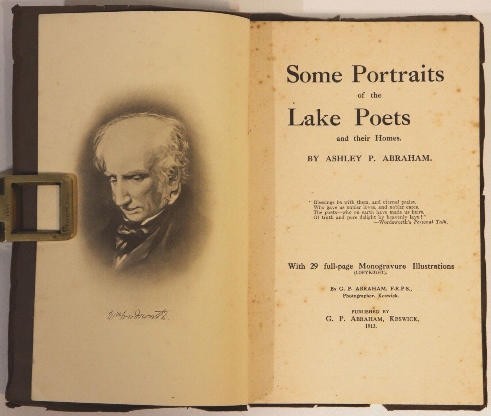 1913 Portraits Of The Lake Poets & Their Homes Antique British Poetry & Art Book - 0