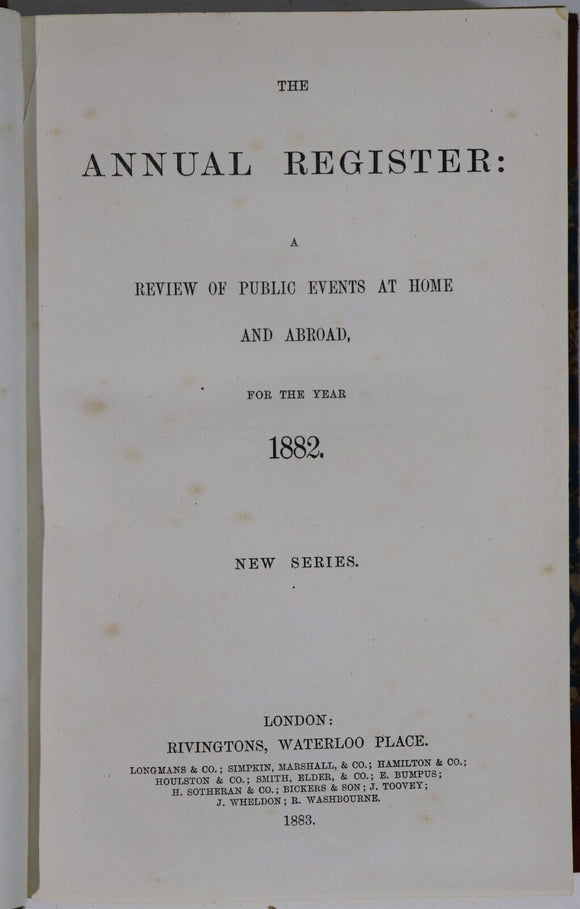 c1876 8vol The Annual Register For Years 1876 to 1894 Antique History Books