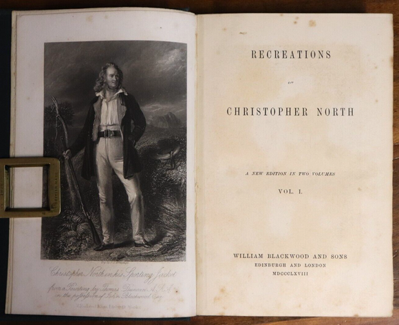 1868 2vol Recreations Of Christopher North Antiquarian Philosophy Book Set