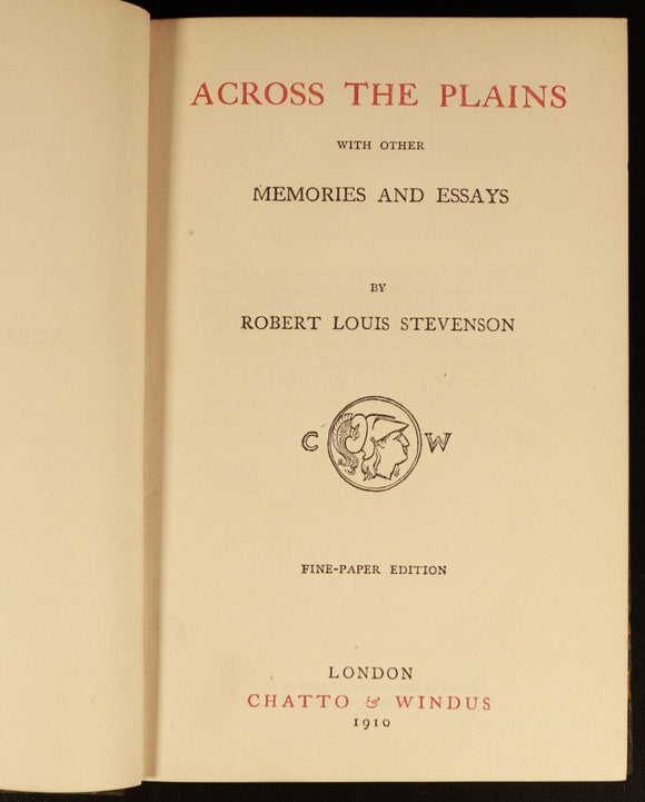 1910 2vol Prince Otto & Across Plains by R.L. Stevenson Antique Literature Books
