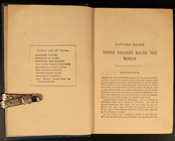 1882 Captain Cooks Three Voyages Round The World Antique Exploration Book