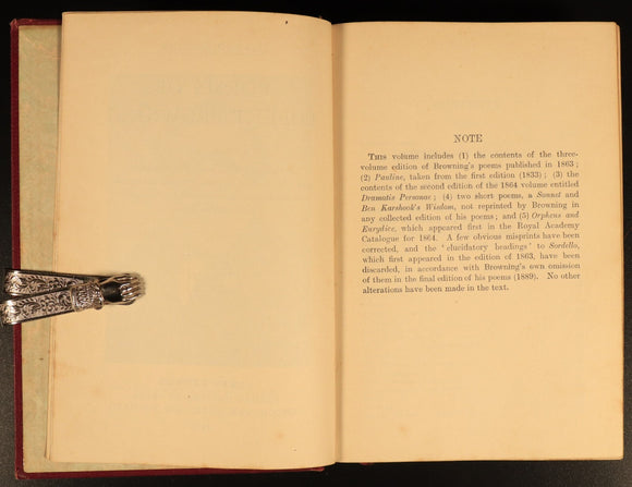 1907 Poems Of Robert Browning Antique British Poetry Book Oxford Edition
