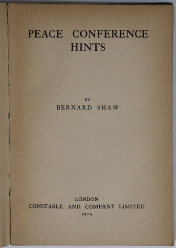 1919 Peace Conference Hints by Bernard Shaw 1st Ed. British Politics Book - 0