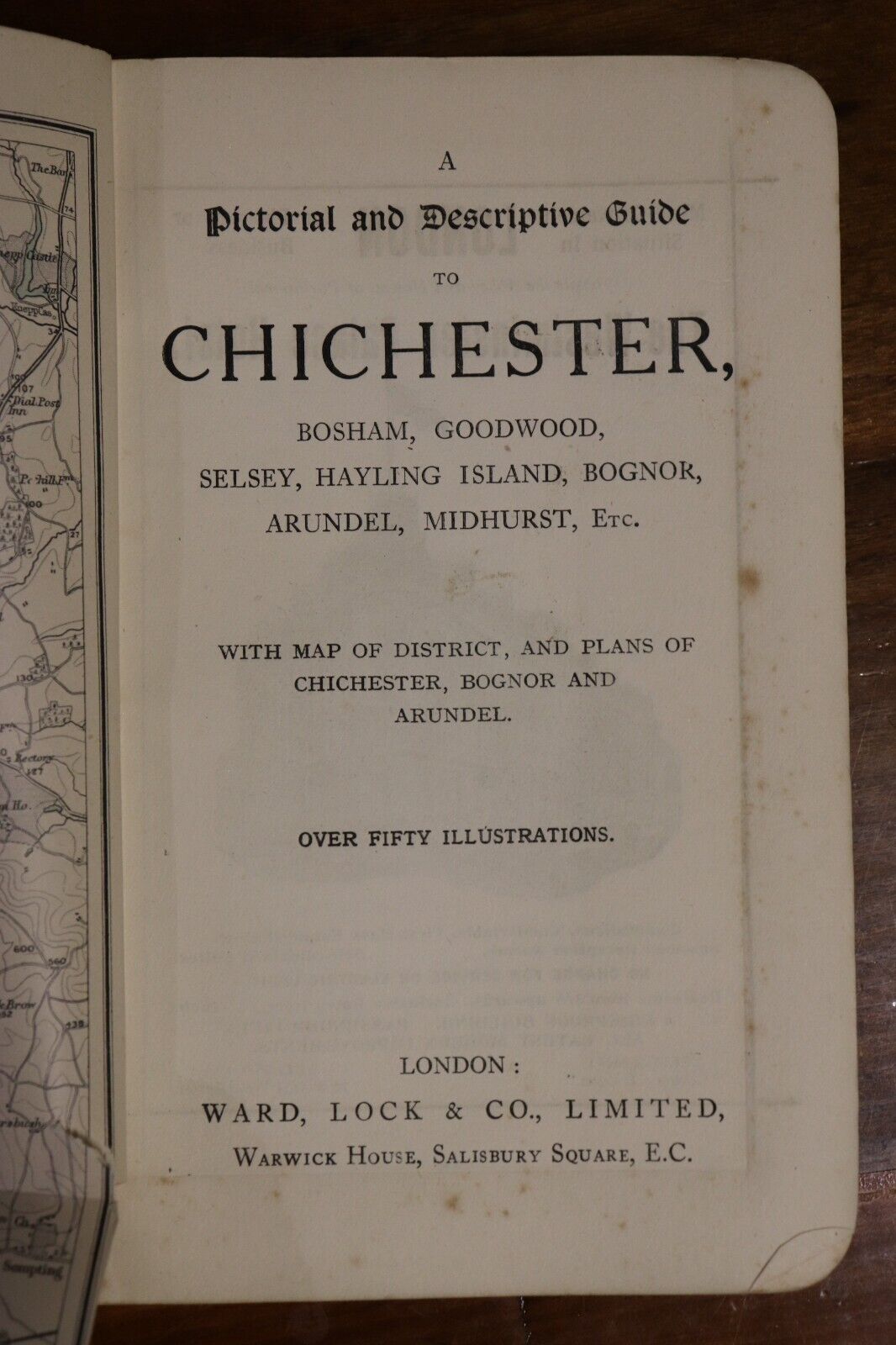 c1920 Guide To Chichester: Ward Lock & Co Antique Travel Guide Book w/Maps