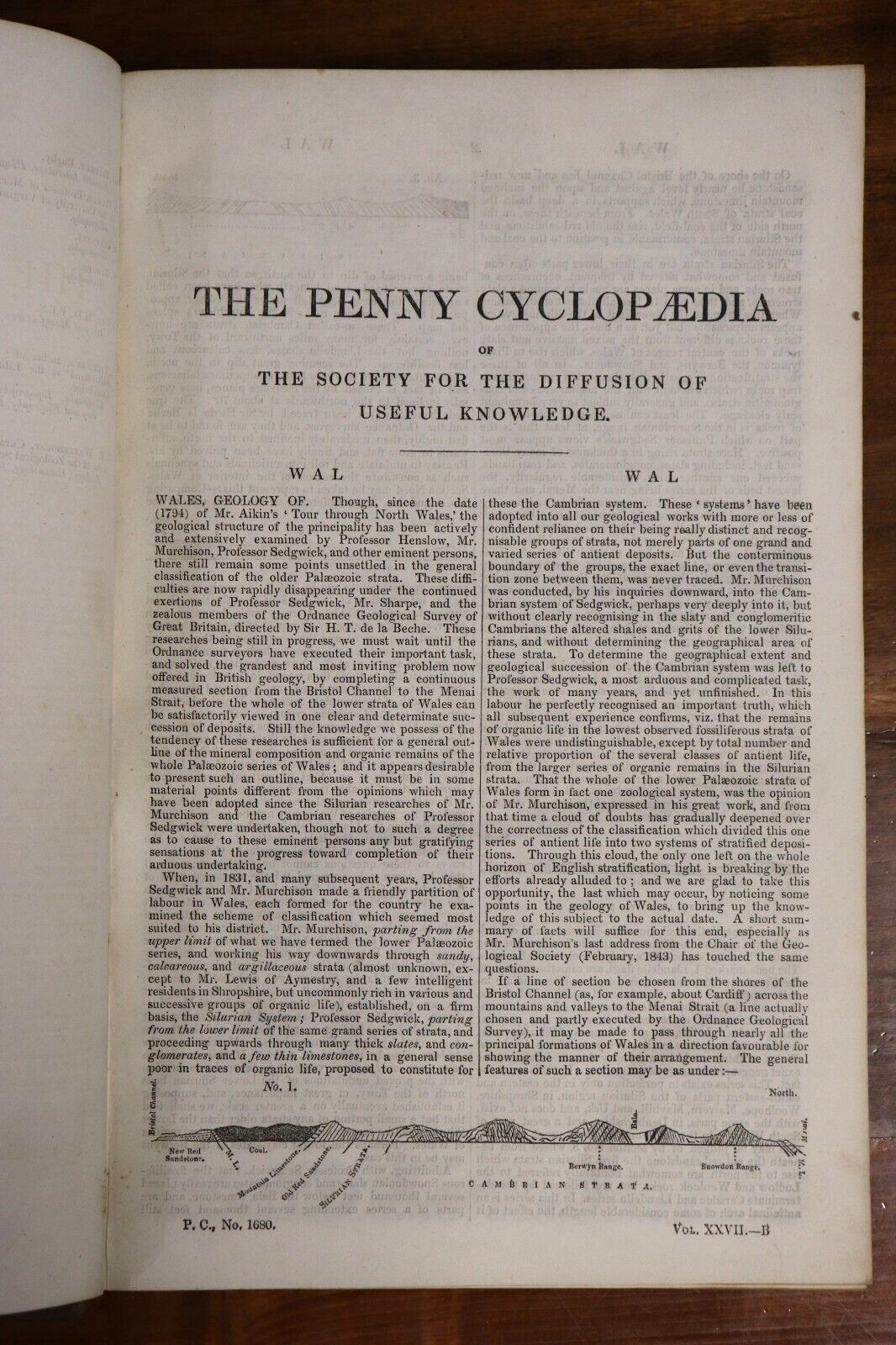 1843 The Penny Cyclopaedia Vol. 27 Antique British Reference History Book