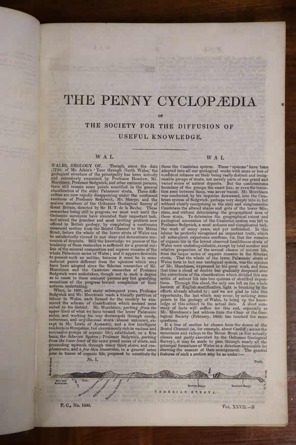 1843 The Penny Cyclopaedia Vol. 27 Antique British Reference History Book