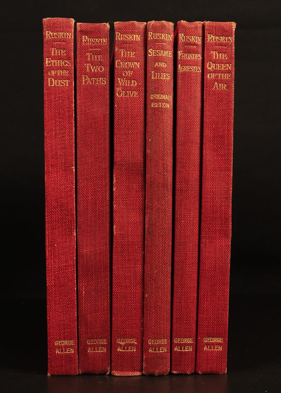 John Ruskin 6 Volume Antique Book Collection 1906 George Allen London Editions
