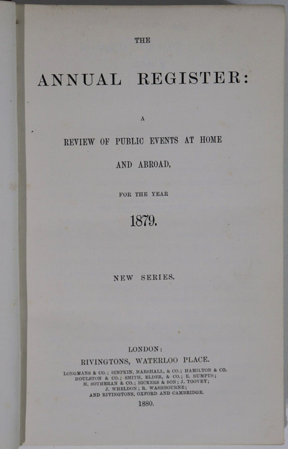 c1876 8vol The Annual Register For Years 1876 to 1894 Antique History Books