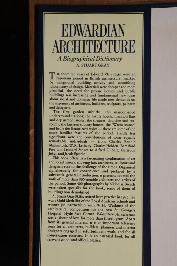 1988 Edwardian Architecture: A Biographical Dictionary Architect Reference Book