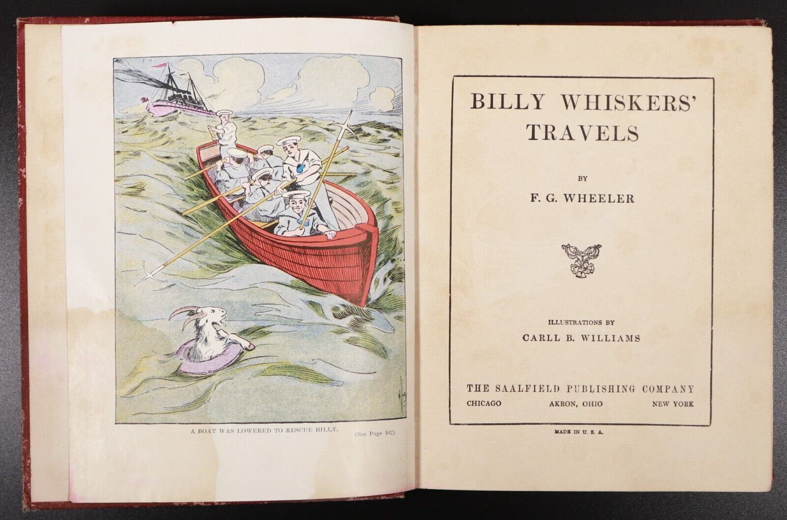 1907 Billy Whiskers' Travels by F.G. Wheeler Antique American Children's Book - 0