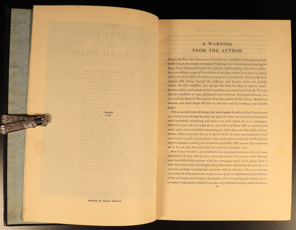 The Complete Plays Of Bernard Shaw c1950 1st Ed. British Drama Theatre Book