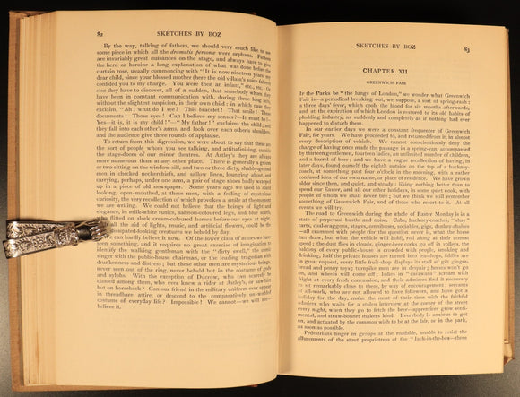 1912 Sketches By Boz by Charles Dickens Antique British Fiction Book Gresham V1