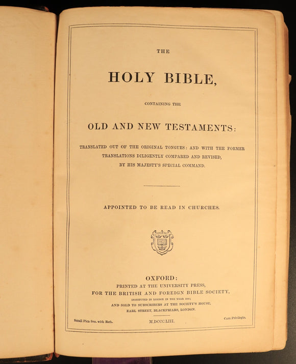 1853 The Prince James Holy Bible Antiquarian Bible With Ephemera Postcards etc