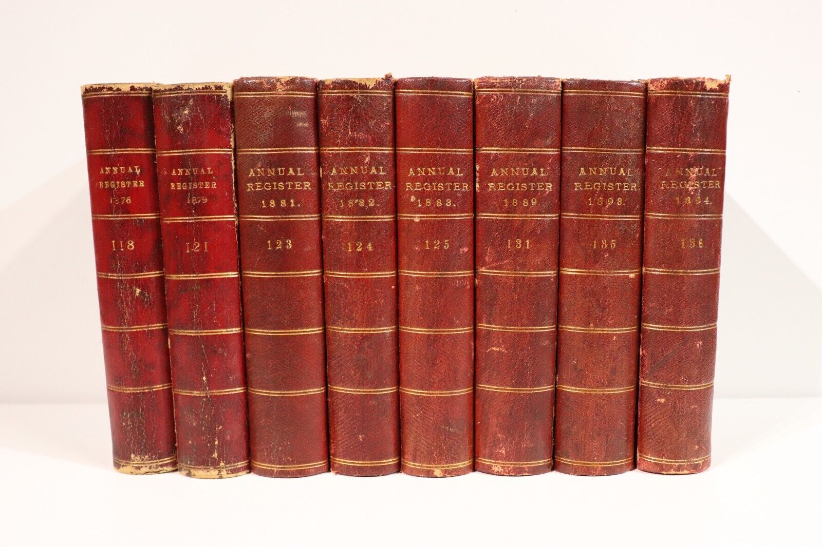 c1876 8vol The Annual Register For Years 1876 to 1894 Antique History Books