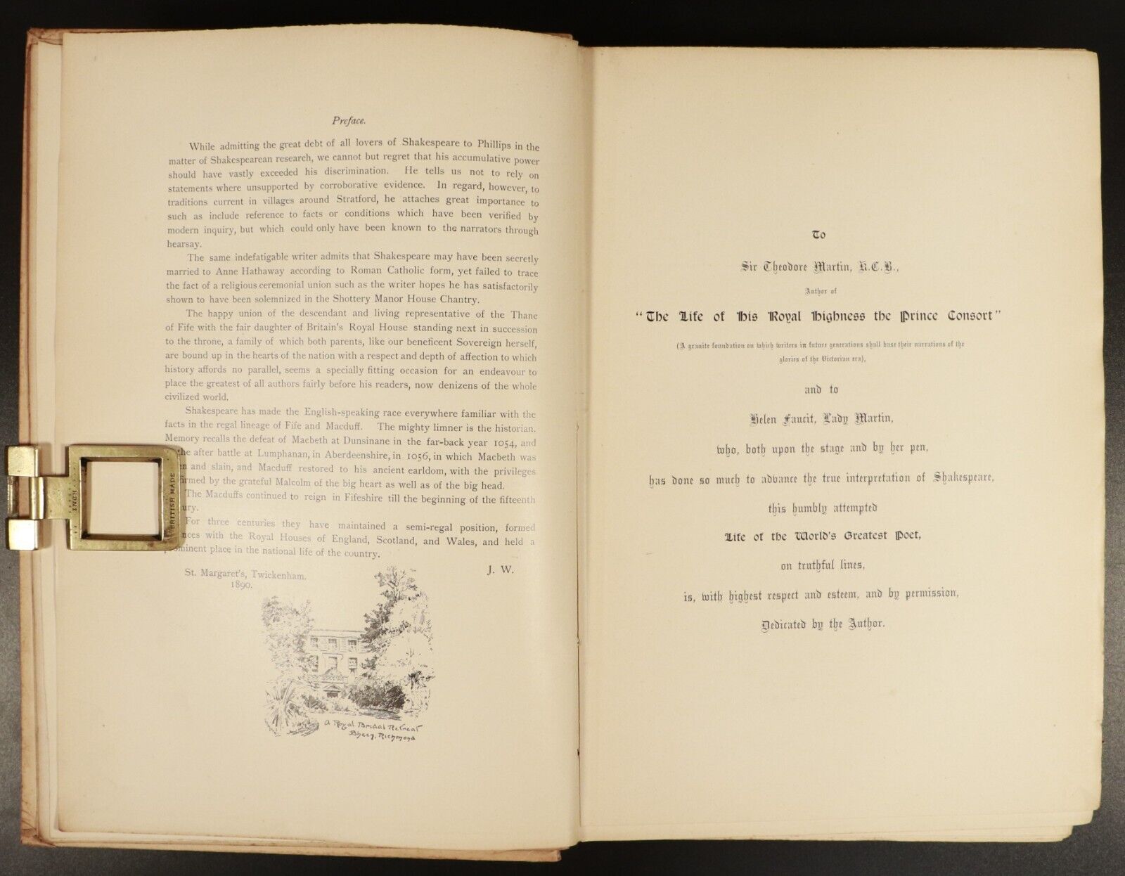 1890 Shakespeare's True Life by James Walter Antique Literature History Book