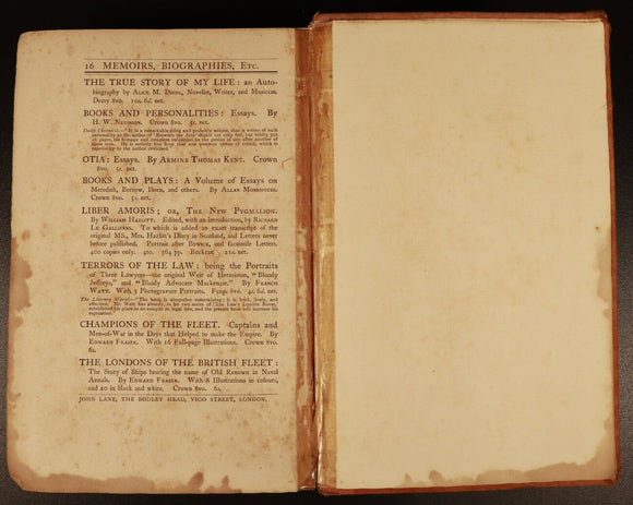 1909 Love Affairs Of Napoleon Antiquarian History Book John Lane The Bodley Head