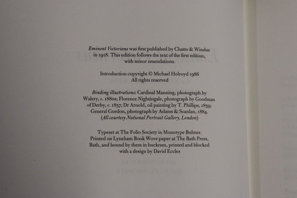 1986 Eminent Victorians Lytton Strachey Folio Society British History Book