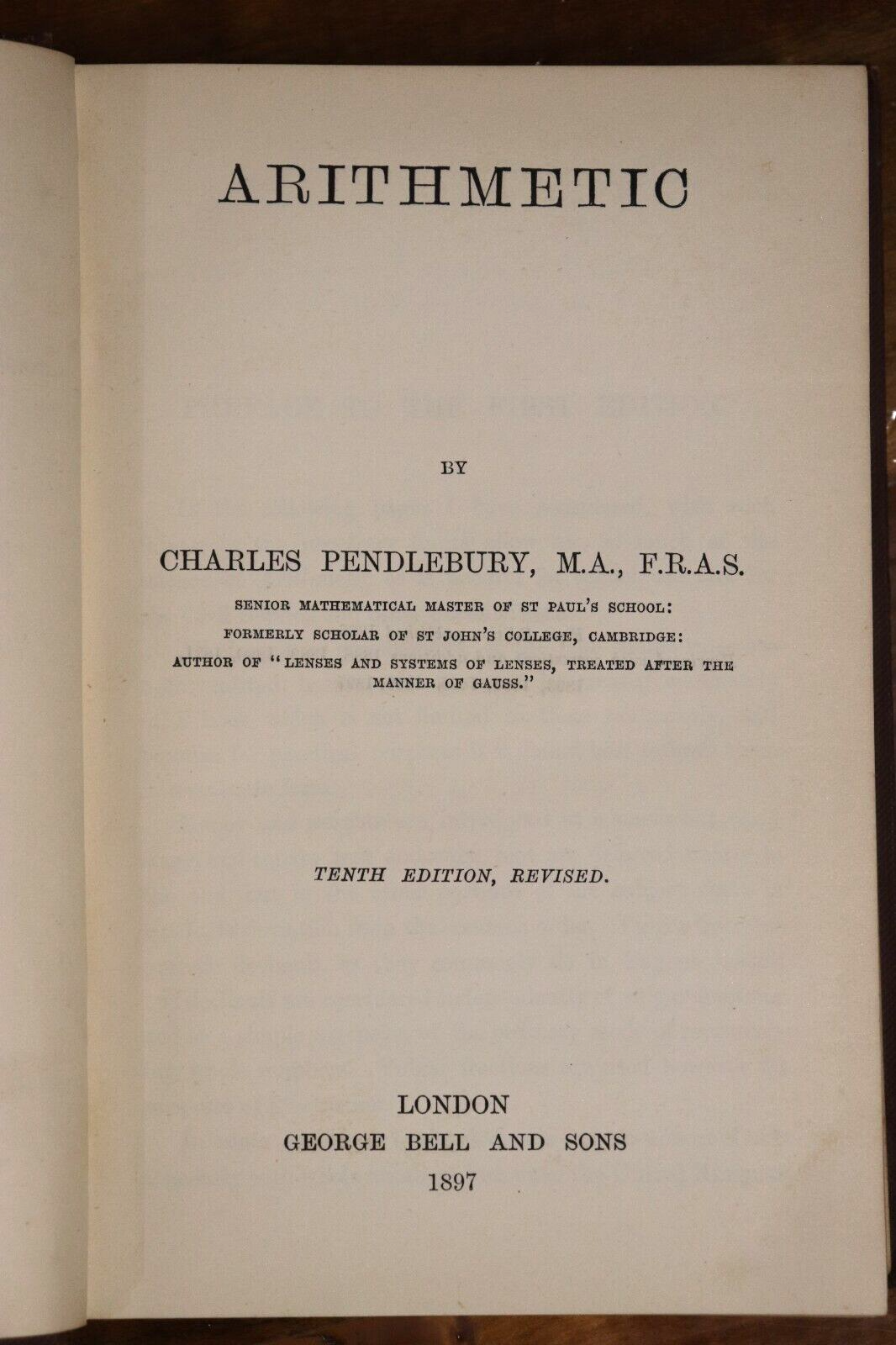 1897 Arithmetic by C Pendlebury Antique Business Mathematics Reference Book - 0