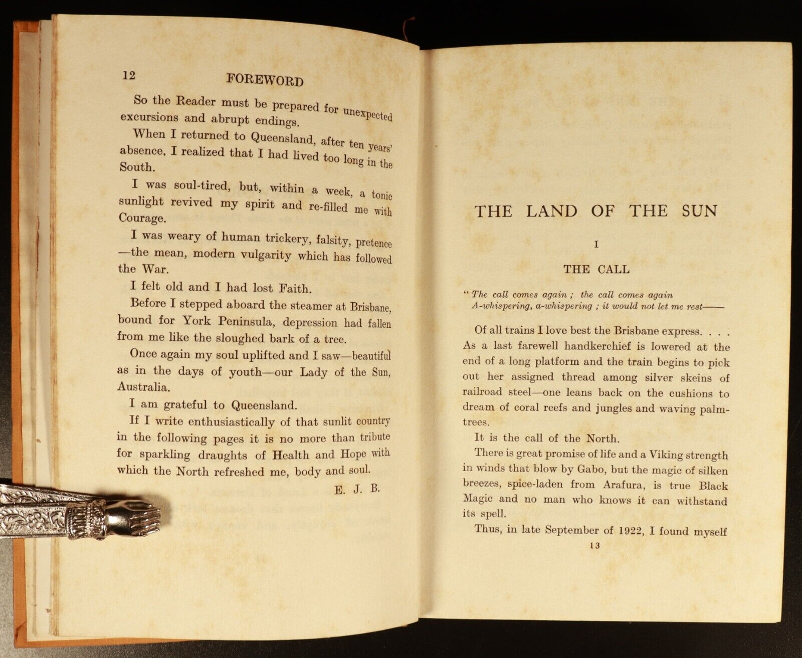 1924 The Land Of The Sun by E.J Brady Antique Australian History Book Queensland