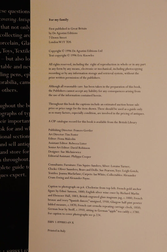 1996 Discovering Antiques by Eric Knowles Antique Reference Book