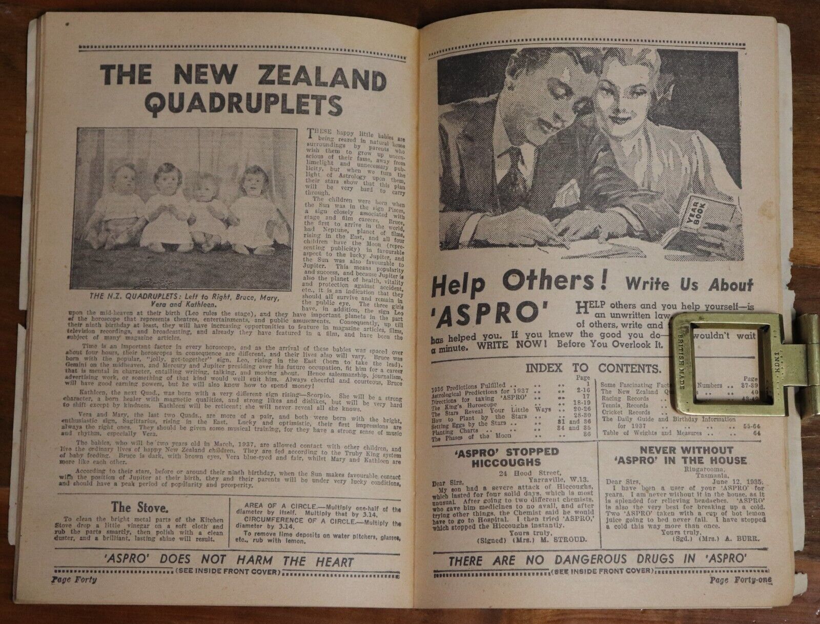 1937 Aspro Year Book Australian Social & Household History Book