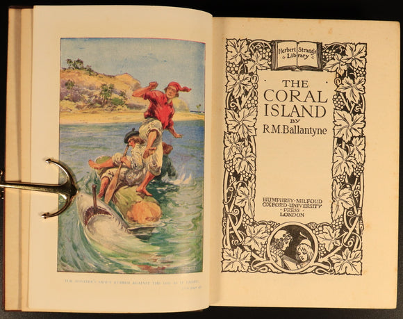 The Coral Island by R.M. Ballantyne c1920 Antique Scottish Fiction Book