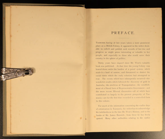 1884 History Of Tasmania From 1642 Antique Australian History Book Aboriginal