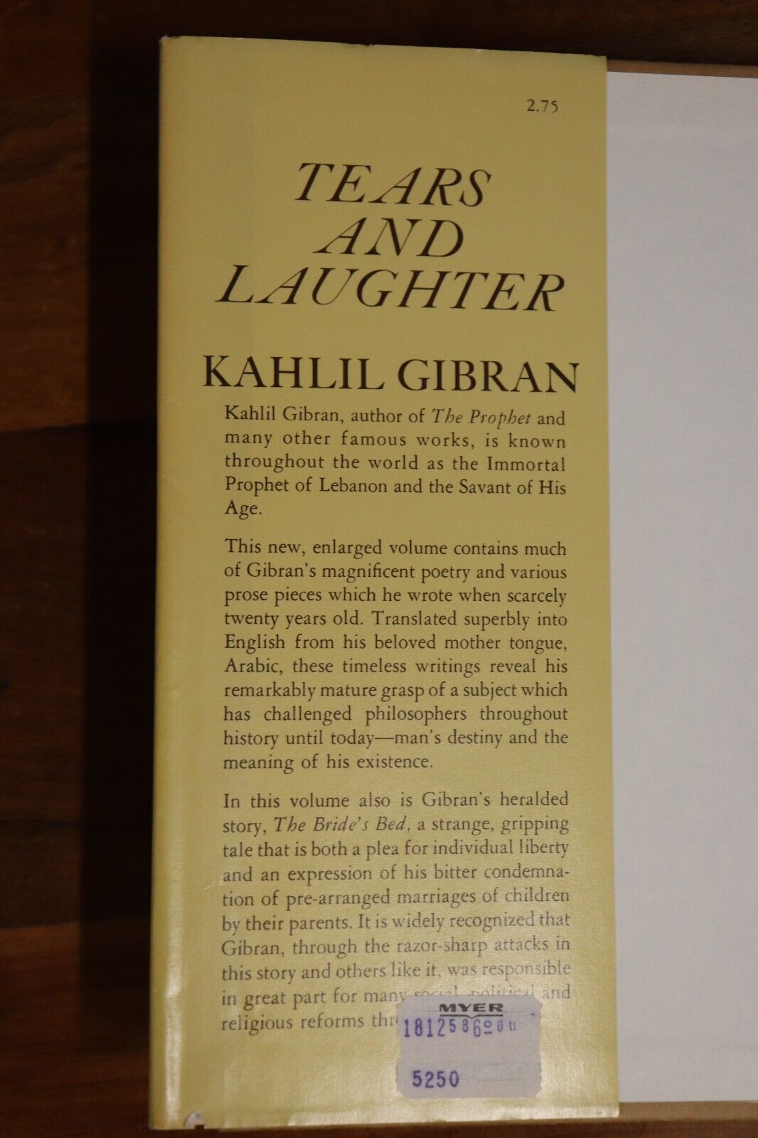 1949 Tears & Laughter by Kahlil Gibran Vintage Literature Philosophy Book