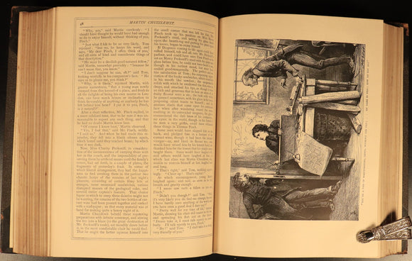 c1880 Charles Dickens Works 22vol Antique Fiction Book Set Bleak House Christmas