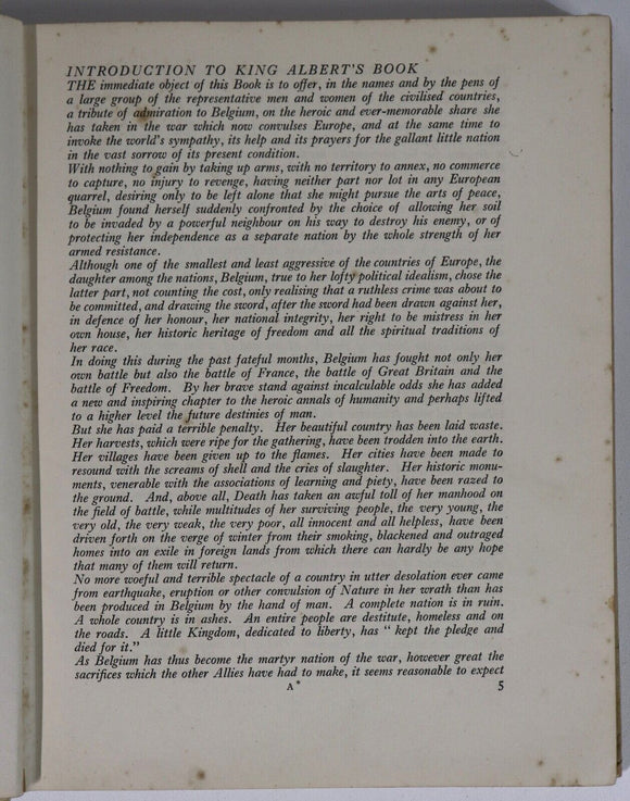 1915 King Albert's Book - Tribute To Belgian King Antique History & Art Book