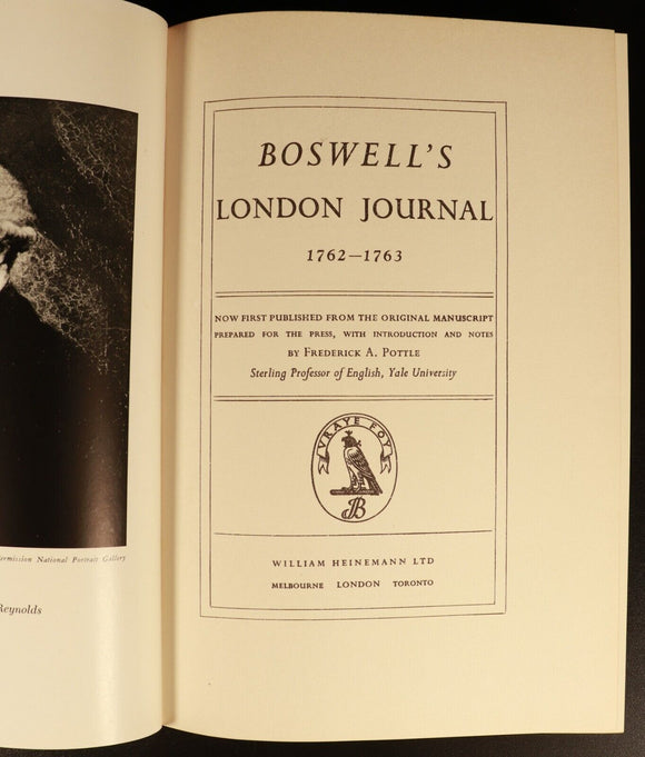 1951 Boswell's London Journal 1762 - 1763 Vintage Scottish History Book