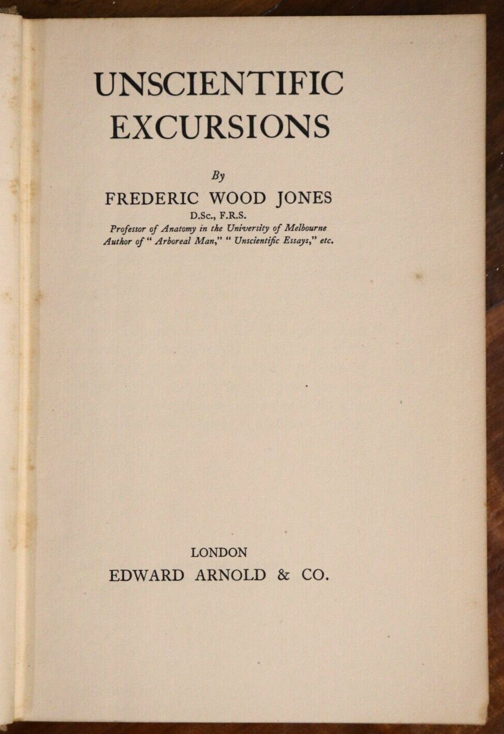 1934 Unscientific Excursions by Frederic Wood Jones Antique Science Book 1st Ed - 0