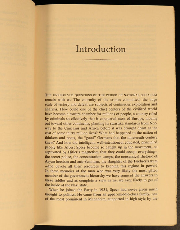 Inside The Third Reich by Albert Speer 1970 German Military History Book WW2